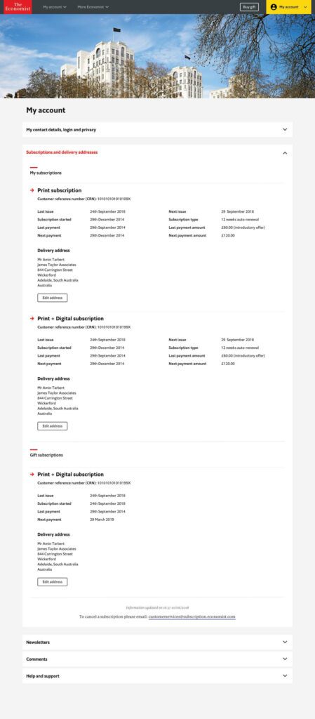 Desktop Subscription Info